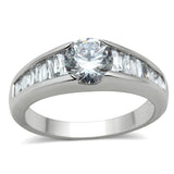 Rhodium Brass Ring with AAA Grade CZ  in Clear