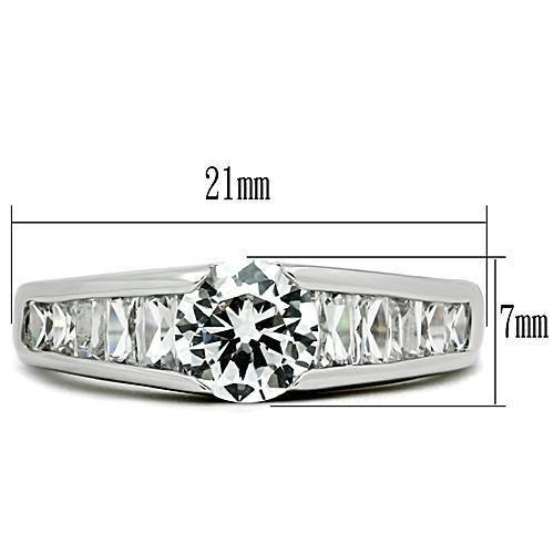 Rhodium Brass Ring with AAA Grade CZ  in Clear