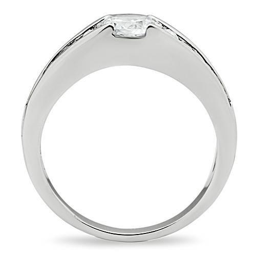 Rhodium Brass Ring with AAA Grade CZ  in Clear