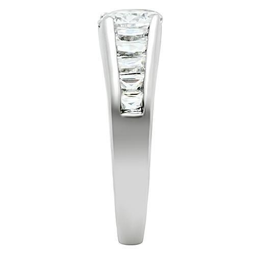 Rhodium Brass Ring with AAA Grade CZ  in Clear