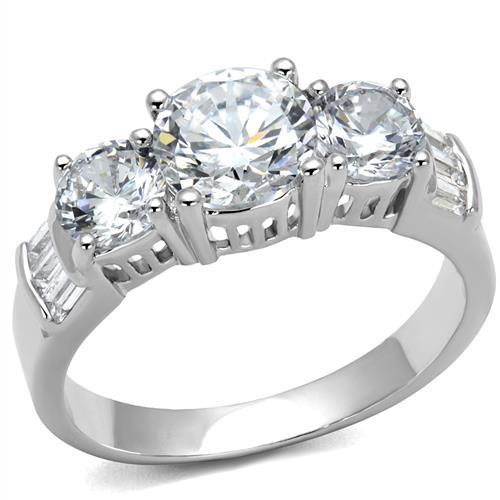 Rhodium Brass Ring with AAA Grade CZ  in Clear