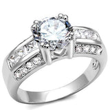 Rhodium Brass Ring with AAA Grade CZ  in Clear
