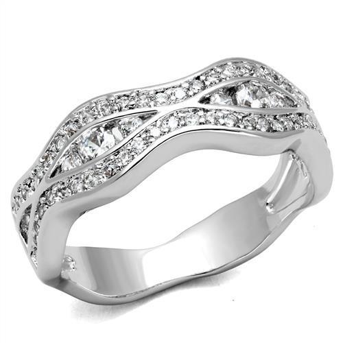 Rhodium Brass Ring with AAA Grade CZ  in Clear
