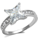 Rhodium Brass Ring with AAA Grade CZ  in Clear