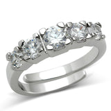 Rhodium Brass Ring with AAA Grade CZ  in Clear