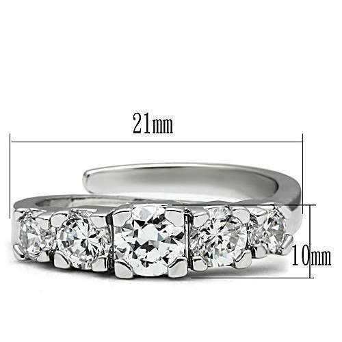 Rhodium Brass Ring with AAA Grade CZ  in Clear