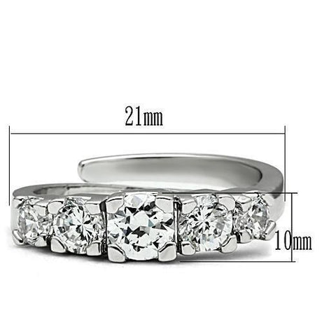 Rhodium Brass Ring with AAA Grade CZ  in Clear