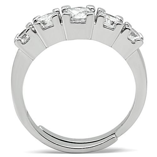Rhodium Brass Ring with AAA Grade CZ  in Clear