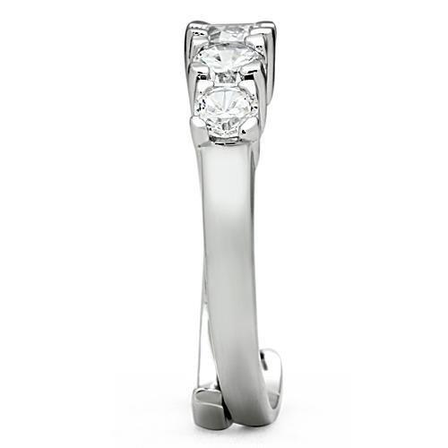 Rhodium Brass Ring with AAA Grade CZ  in Clear