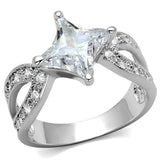 Rhodium Brass Ring with AAA Grade CZ  in Clear