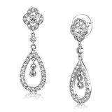 Rhodium Brass Earrings with AAA Grade CZ  in Clear