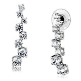 Rhodium Brass Earrings with AAA Grade CZ  in Clear