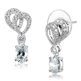 Rhodium Brass Earrings with AAA Grade CZ  in Clear