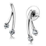 Rhodium Brass Earrings with AAA Grade CZ  in Clear