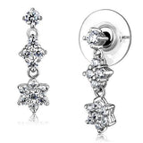 Rhodium Brass Earrings with AAA Grade CZ  in Clear