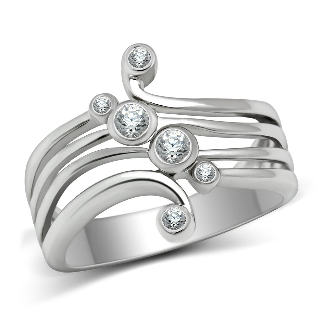 Rhodium Brass Ring with AAA Grade CZ  in Clear