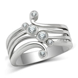 Rhodium Brass Ring with AAA Grade CZ  in Clear