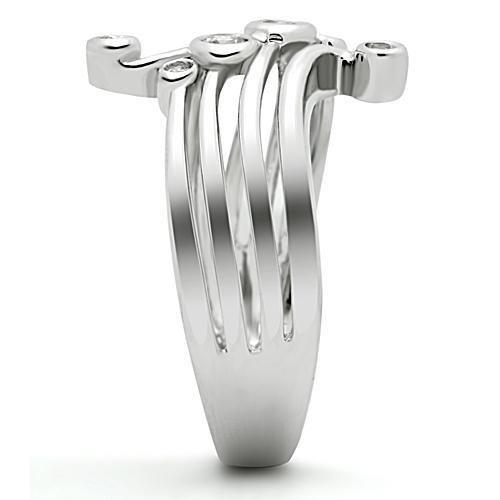 Rhodium Brass Ring with AAA Grade CZ  in Clear