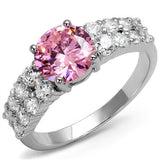 Rhodium Brass Ring with AAA Grade CZ  in Rose