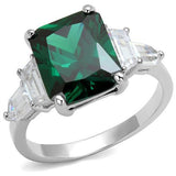 Rhodium Brass Ring with Synthetic Spinel in Emerald