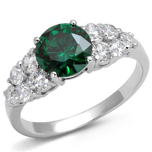 Rhodium Brass Ring with Synthetic Spinel in Emerald