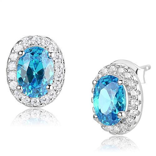 Rhodium 925 Sterling Silver Earrings with Synthetic Spinel in London Blue