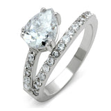 Rhodium Brass Ring with AAA Grade CZ  in Clear