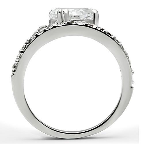 Rhodium Brass Ring with AAA Grade CZ  in Clear