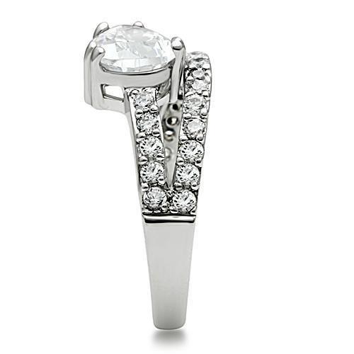 Rhodium Brass Ring with AAA Grade CZ  in Clear