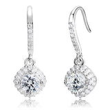 Rhodium 925 Sterling Silver Earrings with AAA Grade CZ  in Clear
