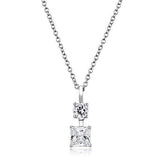 Rhodium 925 Sterling Silver Chain Pendant with AAA Grade CZ  in Clear