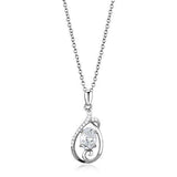 Rhodium 925 Sterling Silver Chain Pendant with AAA Grade CZ  in Clear