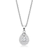 Rhodium 925 Sterling Silver Chain Pendant with AAA Grade CZ  in Clear