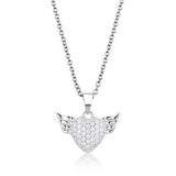Rhodium 925 Sterling Silver Chain Pendant with AAA Grade CZ  in Clear