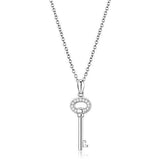 Rhodium 925 Sterling Silver Chain Pendant with AAA Grade CZ  in Clear