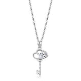 Rhodium 925 Sterling Silver Chain Pendant with AAA Grade CZ  in Clear