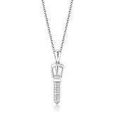Rhodium 925 Sterling Silver Chain Pendant with AAA Grade CZ  in Clear
