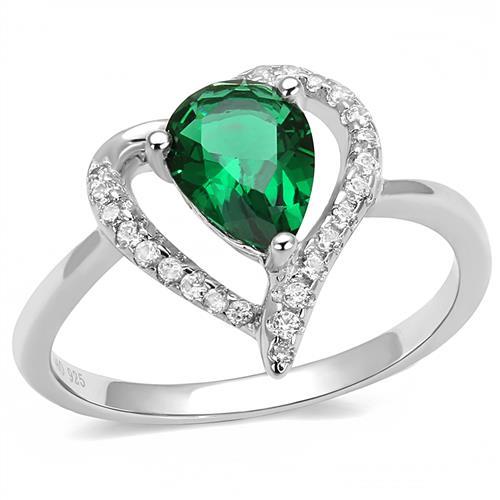 Rhodium 925 Sterling Silver Ring with Synthetic Synthetic Glass in Blue Zircon