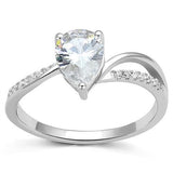 Rhodium 925 Sterling Silver Ring with AAA Grade CZ  in Clear