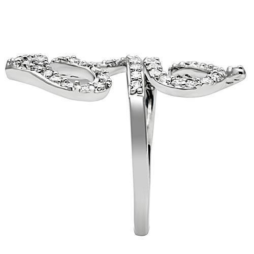 Rhodium Brass Ring with AAA Grade CZ  in Clear