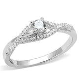 Rhodium 925 Sterling Silver Ring with AAA Grade CZ  in Clear