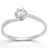 Rhodium 925 Sterling Silver Ring with AAA Grade CZ  in Clear