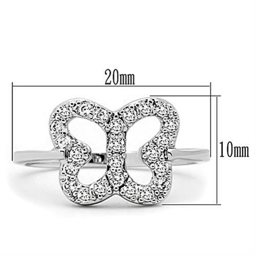 Rhodium Brass Ring with AAA Grade CZ  in Clear