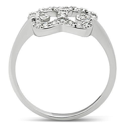 Rhodium Brass Ring with AAA Grade CZ  in Clear