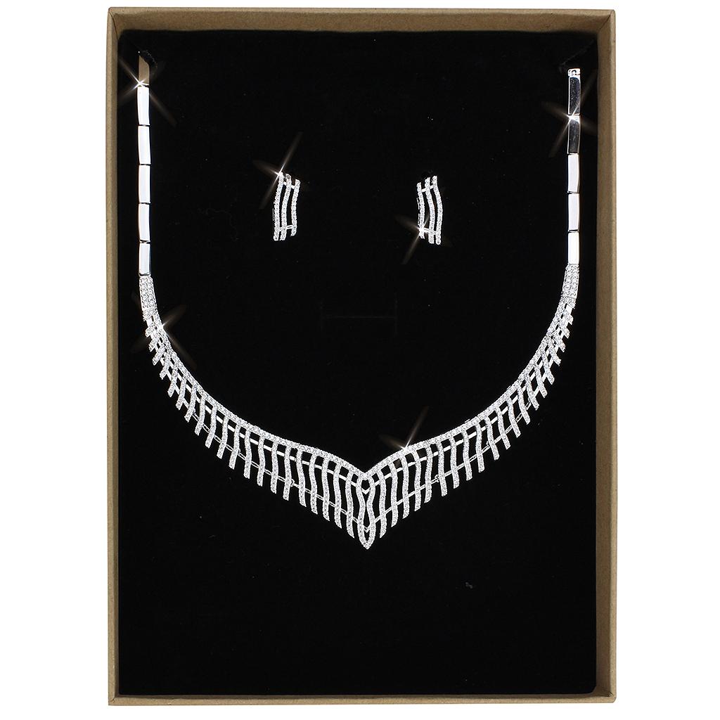 Rhodium Brass Jewelry Sets with AAA Grade CZ  in Clear