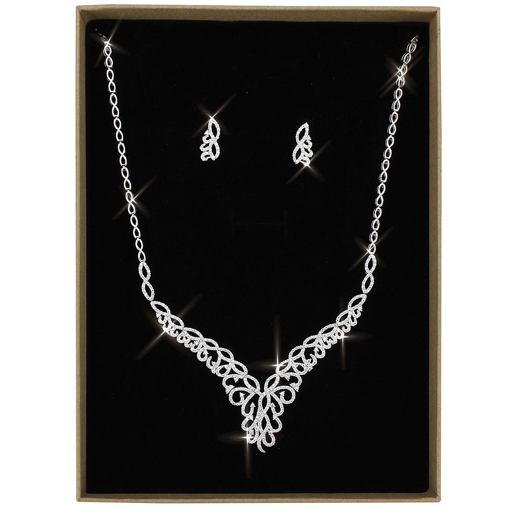 Rhodium Brass Jewelry Sets with AAA Grade CZ  in Clear