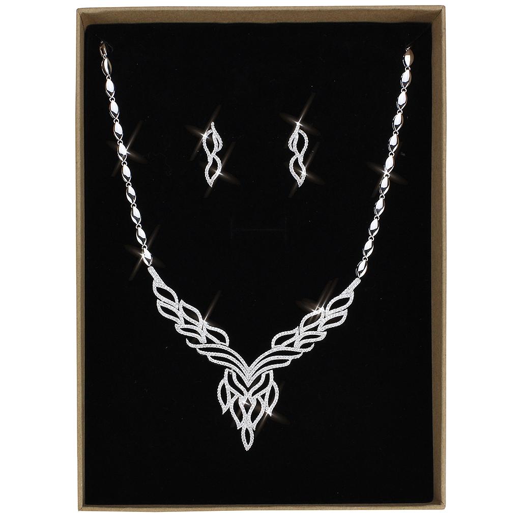 Rhodium Brass Jewelry Sets with AAA Grade CZ  in Clear
