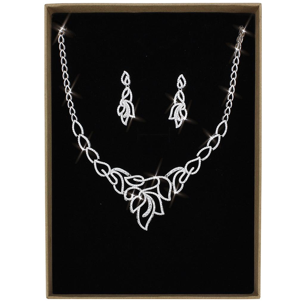 Rhodium Brass Jewelry Sets with AAA Grade CZ  in Clear