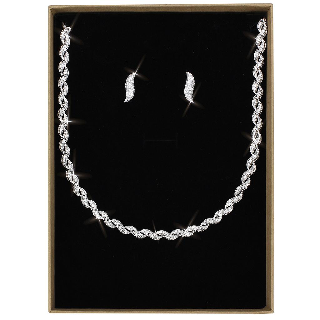 Rhodium Brass Jewelry Sets with AAA Grade CZ  in Clear