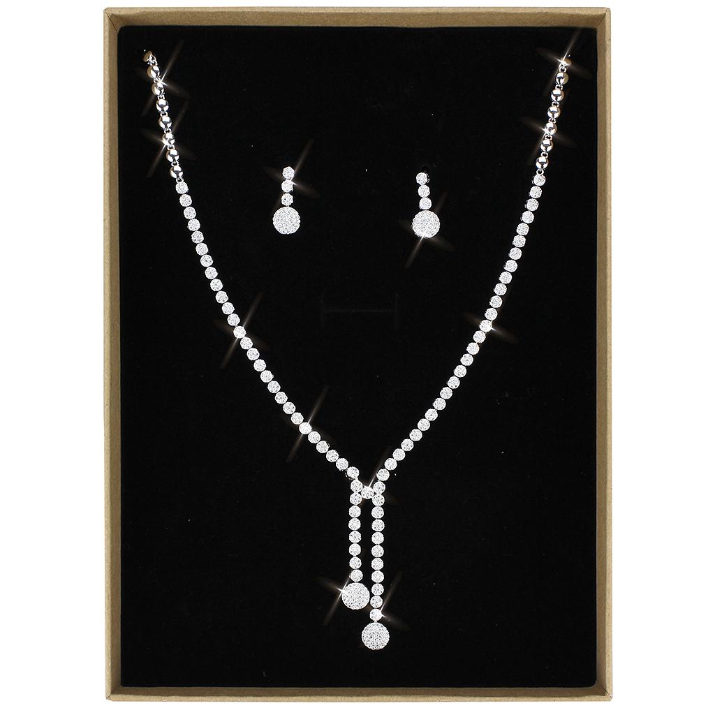Rhodium Brass Jewelry Sets with AAA Grade CZ  in Clear
